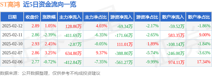 异动快报：ST高鸿（000851）2月12日13点44分触及涨停板